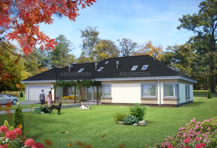Вилла Маринин – проект одноэтажного дома с панорамным остеклением